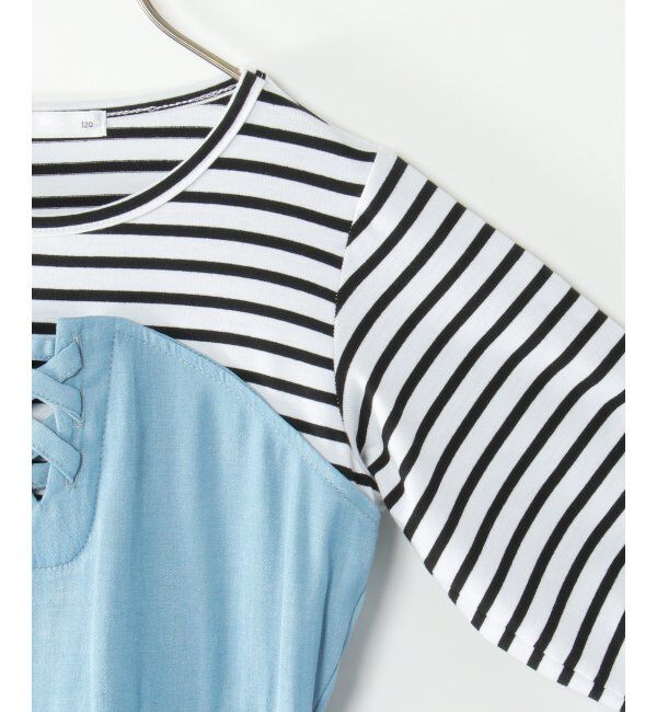 ikka kids「ボーダー7分Tドッキングワンピース（120~160cm）」|スカート|