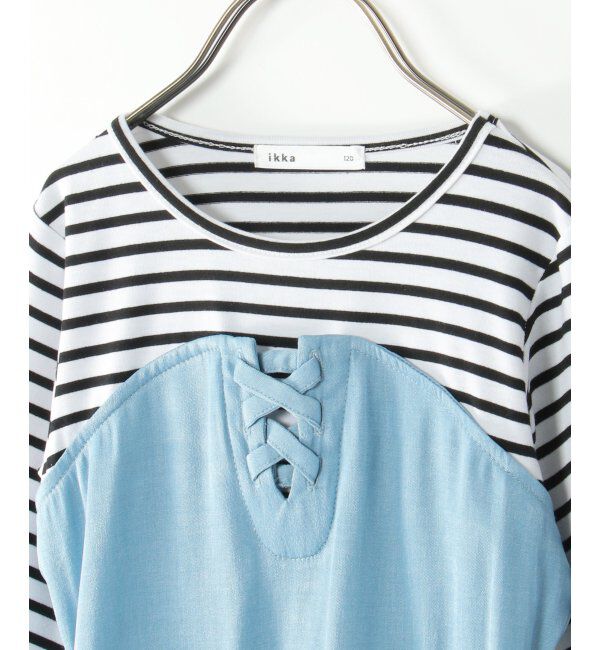 ikka kids「ボーダー7分Tドッキングワンピース（120~160cm）」|スカート|