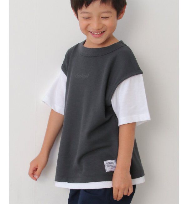 ikka kids「鹿の子フェイクベストロゴT（120~160cm）」|Tシャツ・カットソー|