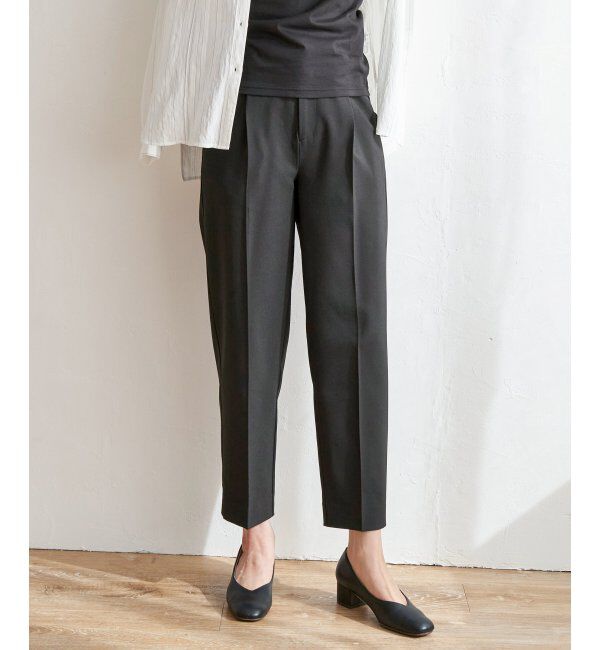ikka「リネンライクテーパードパンツ」|その他|ブラック