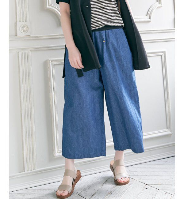 ikka「麻混ベルト付きワイドパンツ」|その他|