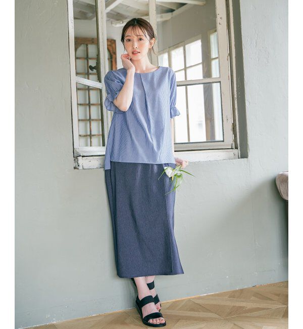 ikka「冷感袖切り替えブラウス」|シャツ・ブラウス|