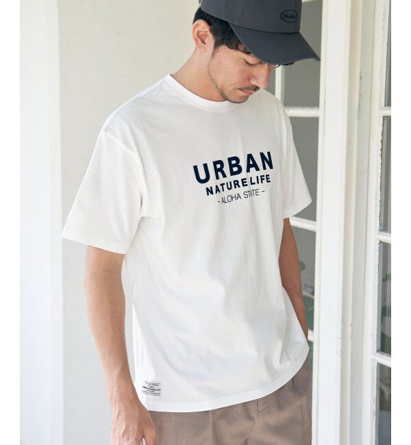 ikka「URBAN NATURE LIFE アーバンネイチャーライフ フロッキープリントTシャツ」|Tシャツ・カットソー|