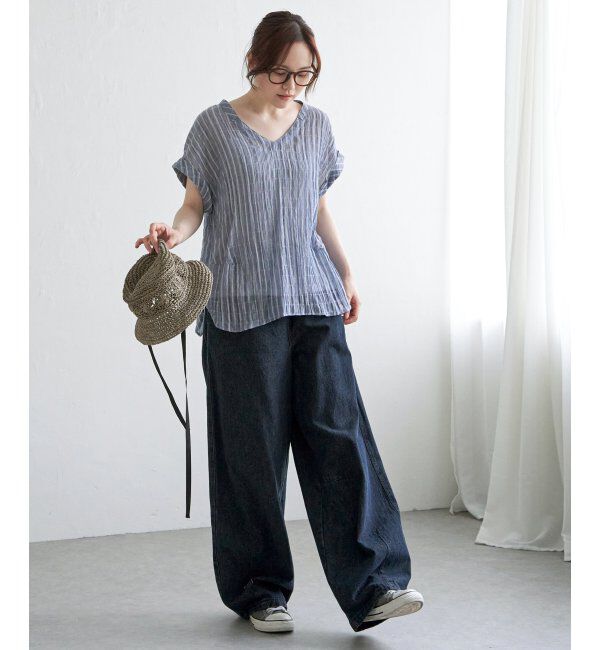 Lbc with Life「テンセル混Vネックブラウス」|シャツ・ブラウス|