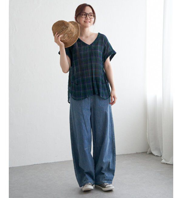 Lbc with Life「テンセル混Vネックブラウス」|シャツ・ブラウス|