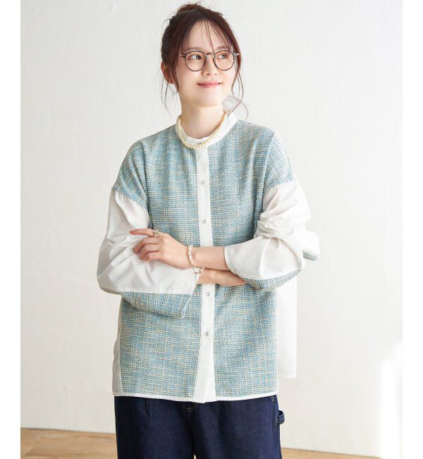 Lbc with Life「異素材切り替えシャツ」|シャツ・ブラウス|