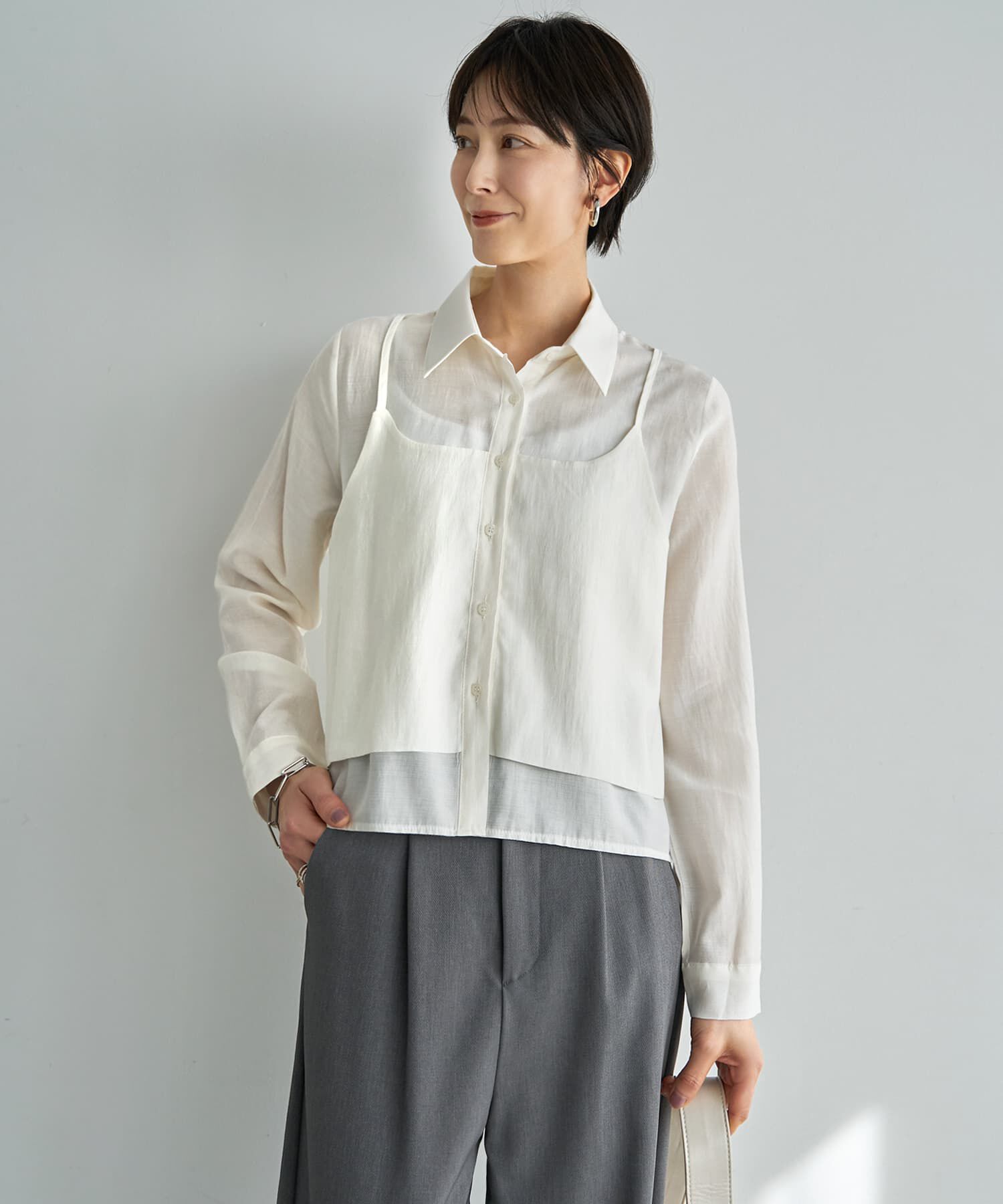 STYLE DELI「キャミレイヤード風シアーシャツ」|シャツ・ブラウス|