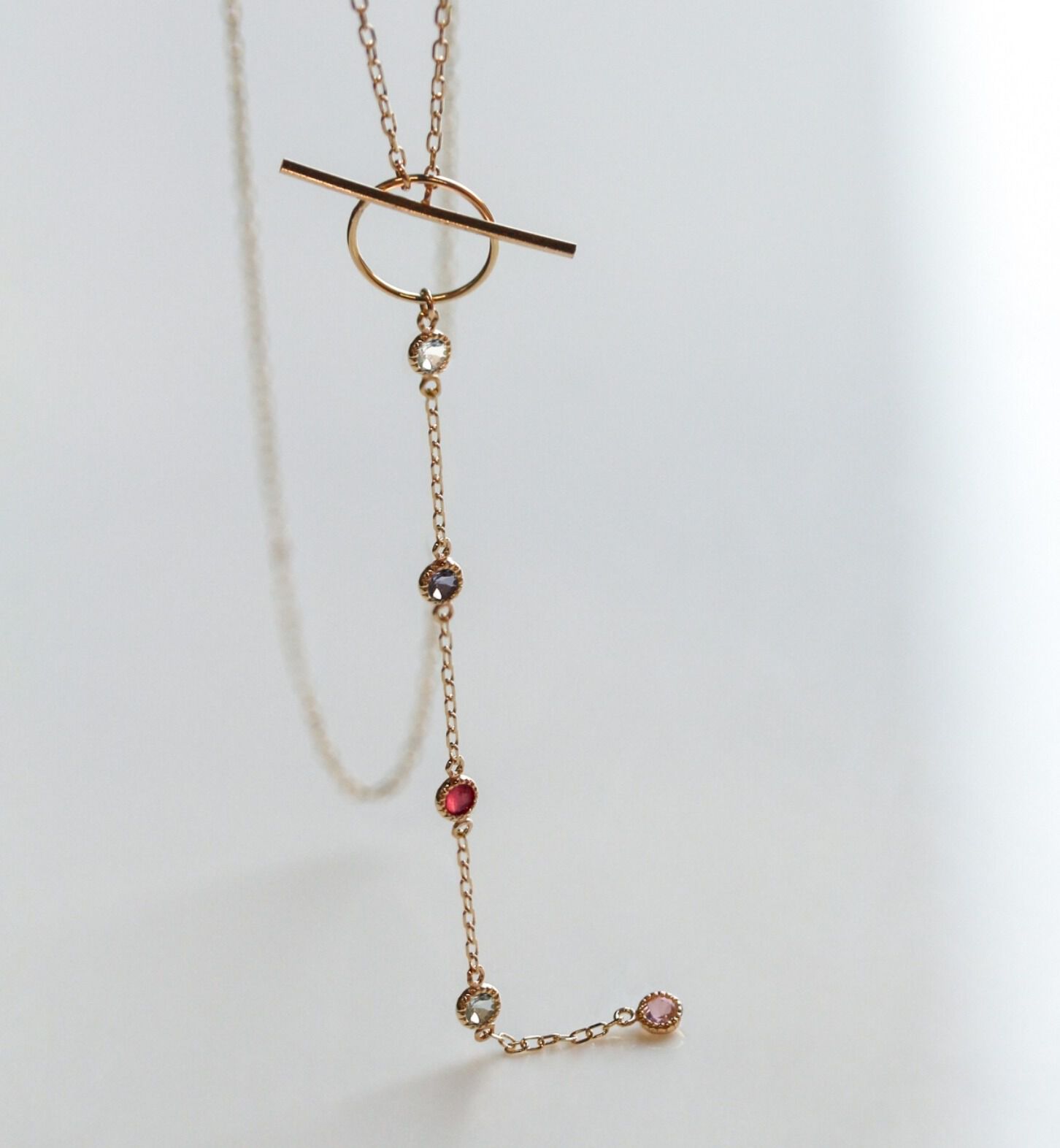  「マルチカラーストーン Y ネックレス | K10YG」|ネックレス|