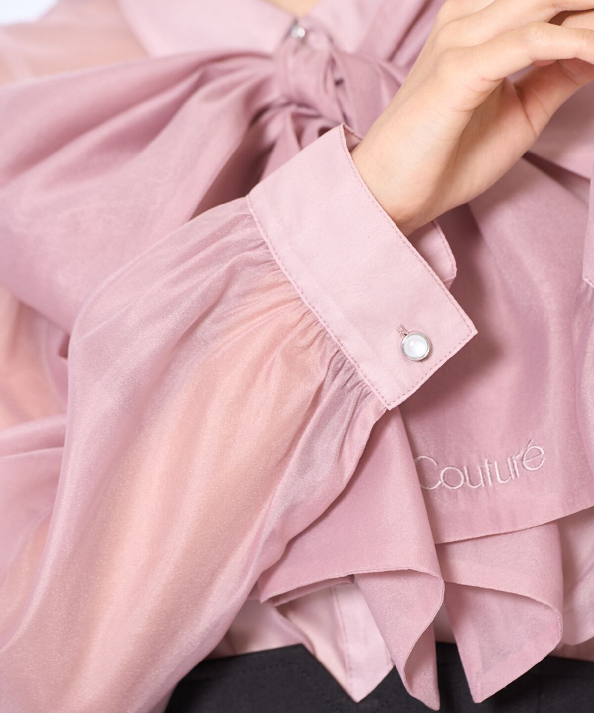 アンドクチュール「バタフライリボンシアー長袖ブラウス」|シャツ・ブラウス|