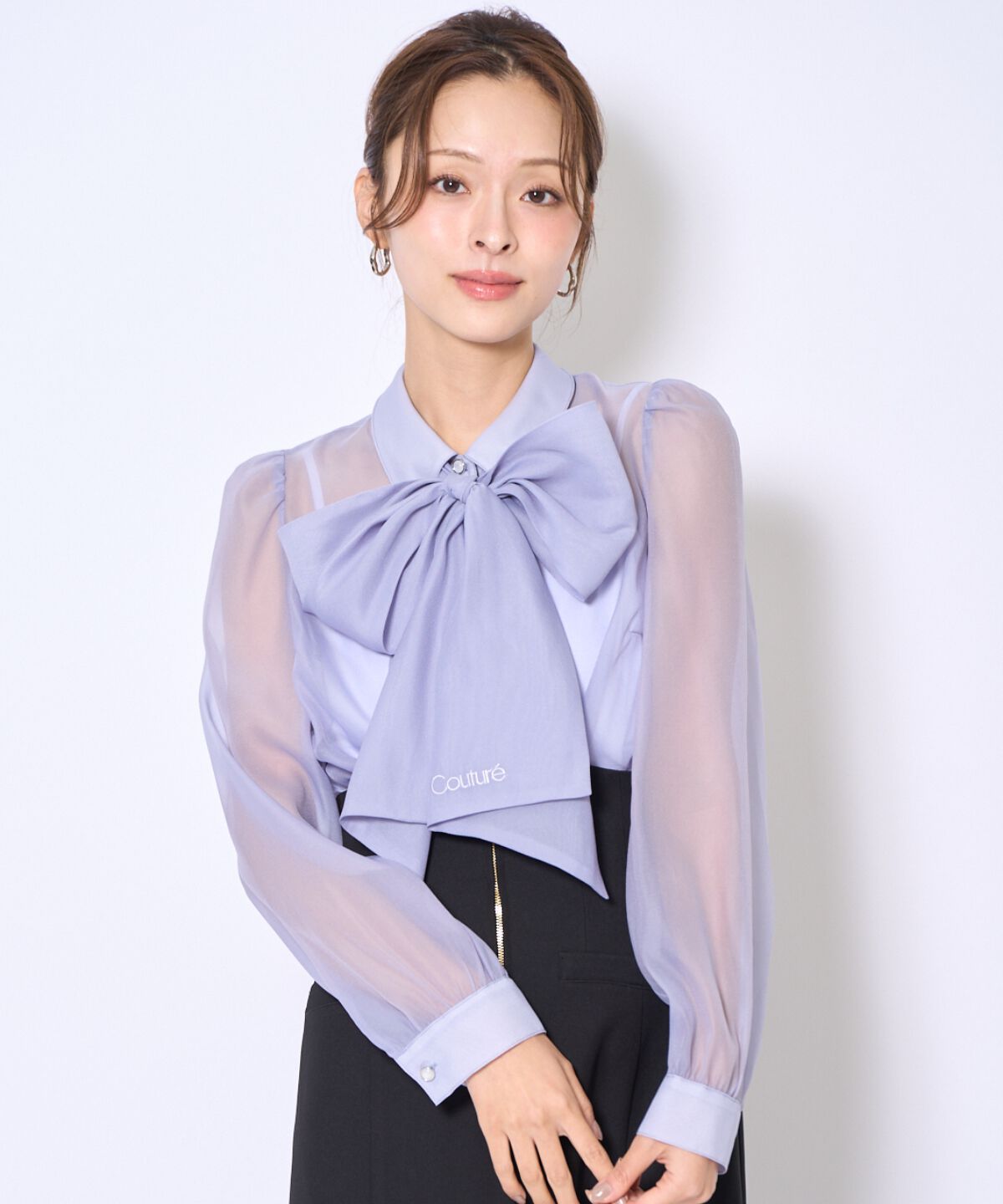 アンドクチュール「バタフライリボンシアー長袖ブラウス」|シャツ・ブラウス|