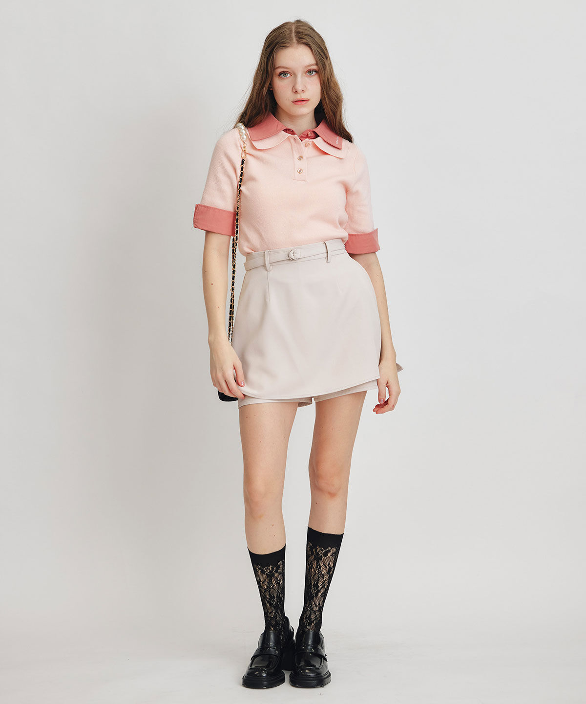 REDYAZEL「アイシーカラーショートパンツレイヤードフレアミニスカート」|フレア|