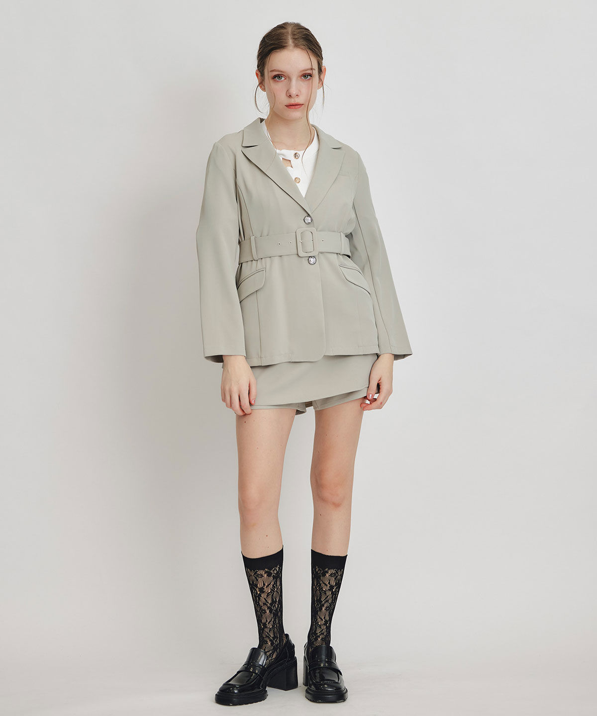 REDYAZEL「アイシーカラーショートパンツレイヤードフレアミニスカート」|フレア|