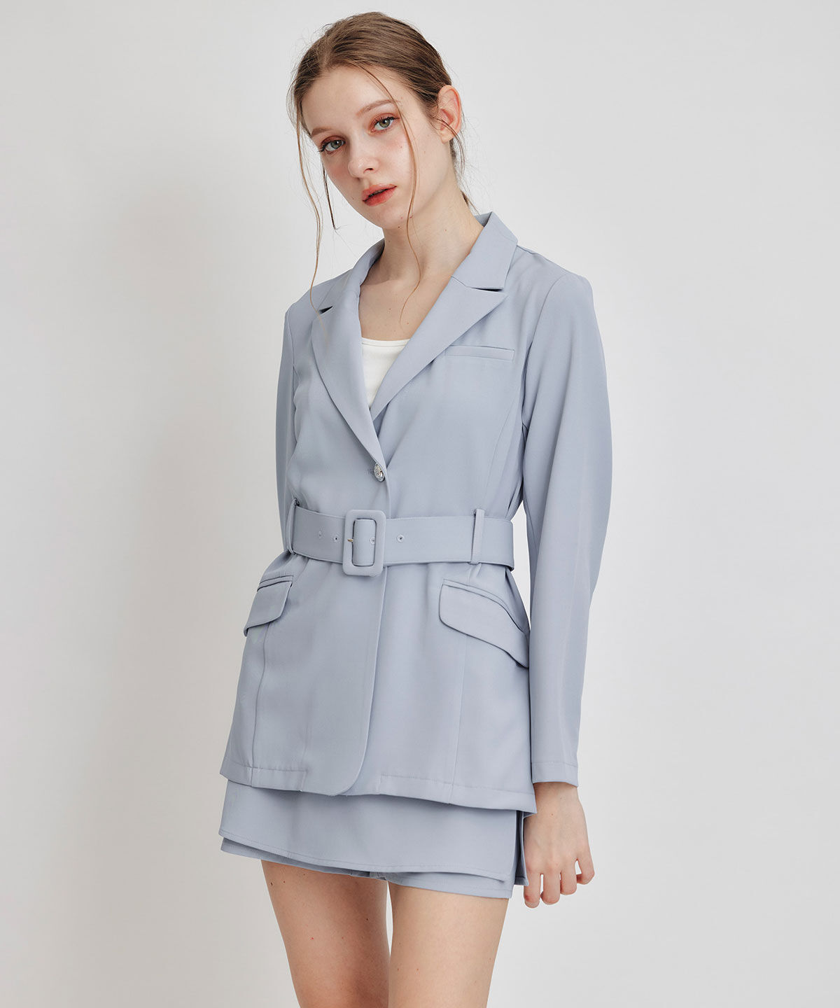 REDYAZEL「アイシーカラーショートパンツレイヤードフレアミニスカート」|フレア|