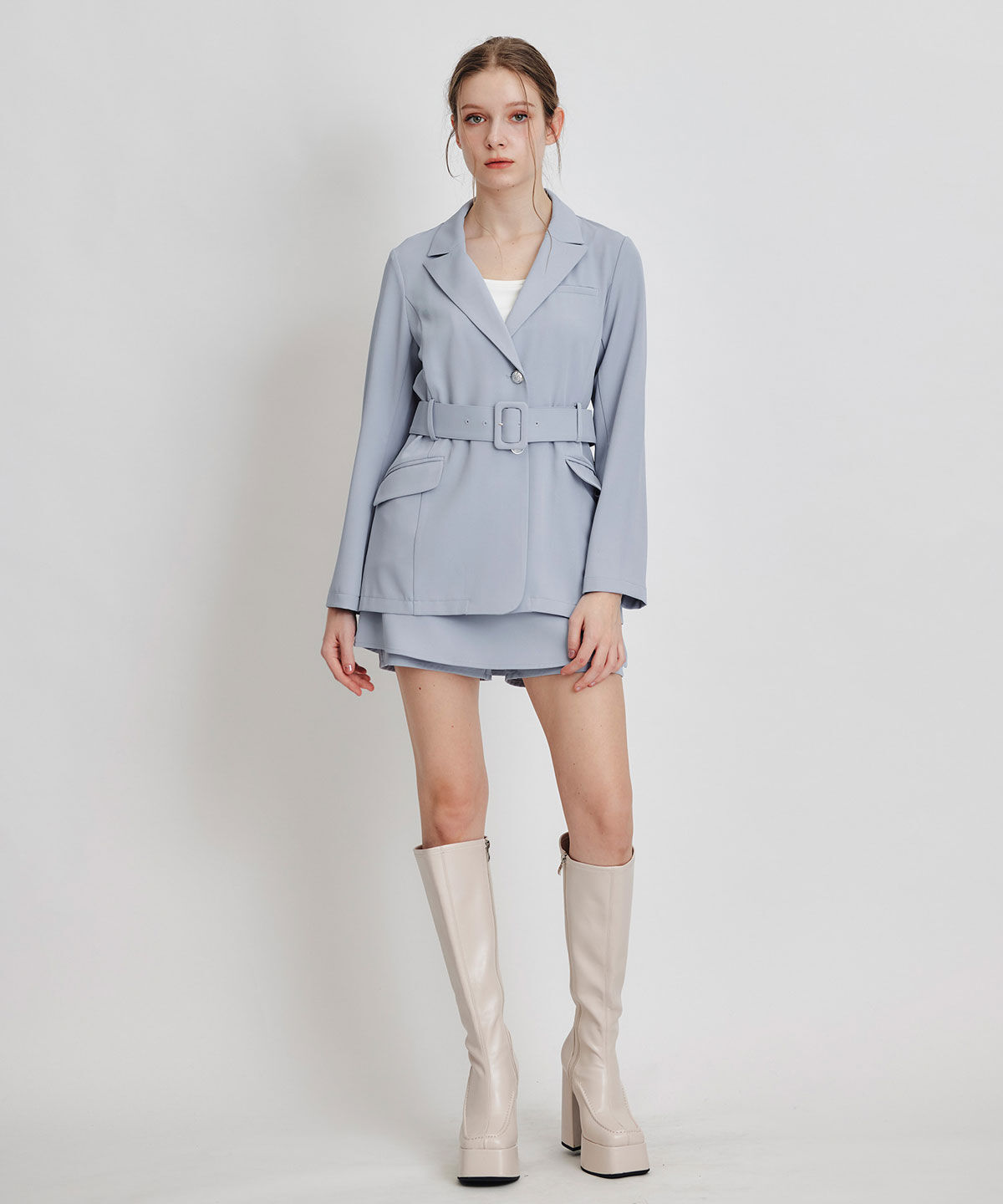 REDYAZEL「アイシーカラーショートパンツレイヤードフレアミニスカート」|フレア|