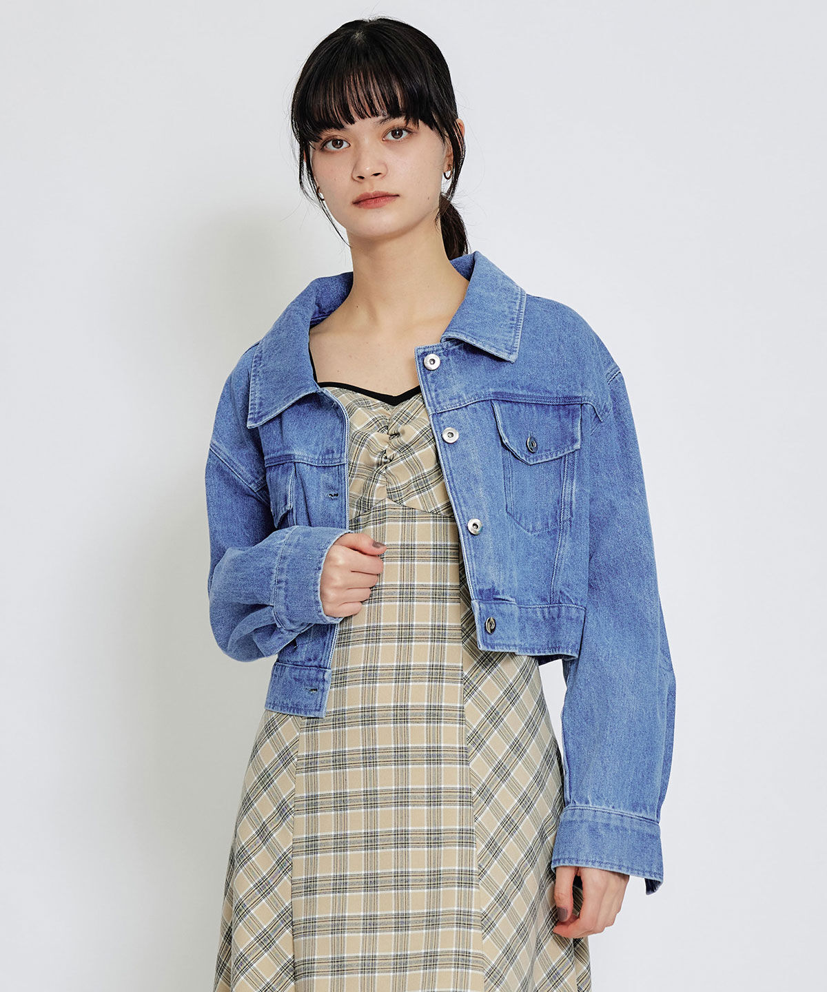 REDYAZEL「パイピングリボンキャミソールチェックフレアロングワンピース」|ワンピース|