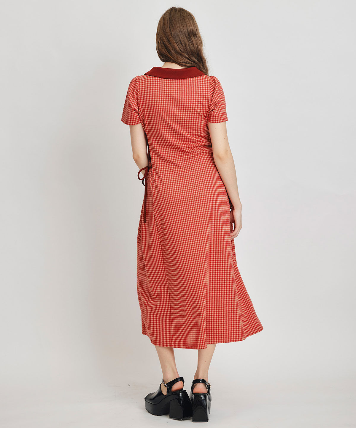 REDYAZEL「ポロカットレースアップフレアロングワンピース」|ワンピース|