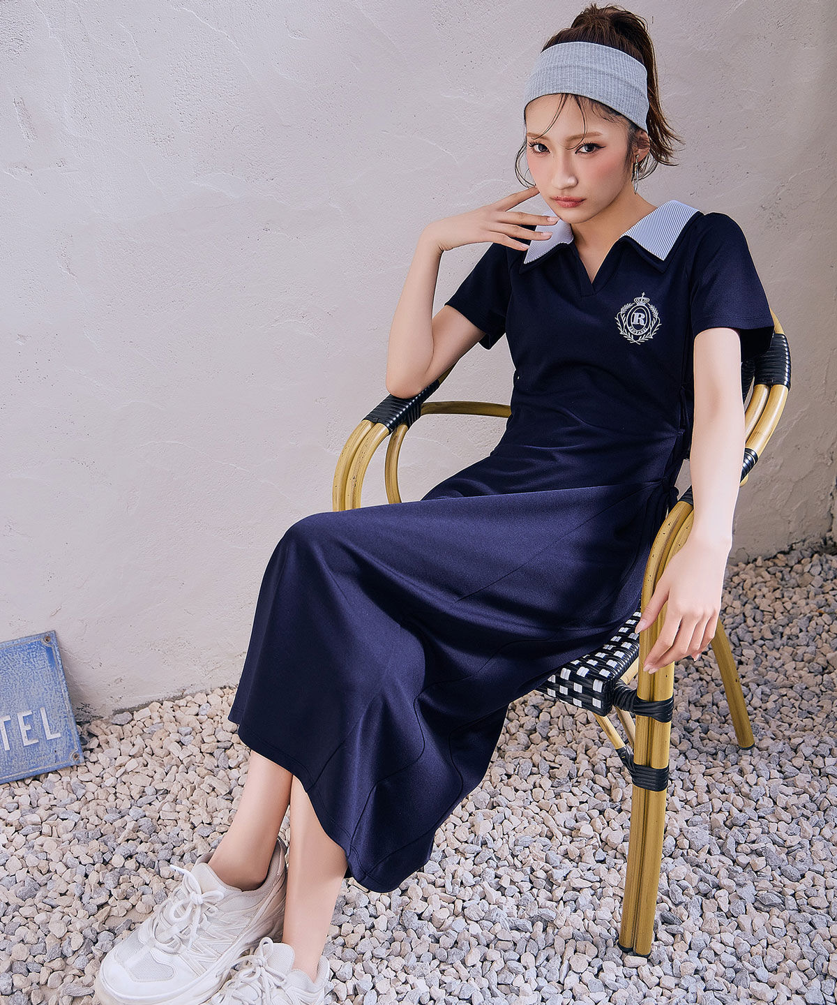 REDYAZEL「ポロカットレースアップフレアロングワンピース」|ワンピース|