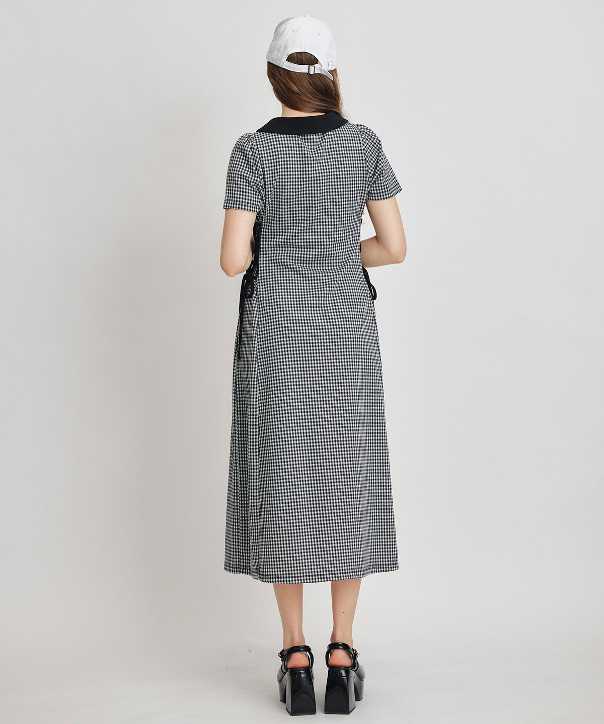 REDYAZEL「ポロカットレースアップフレアロングワンピース」|ワンピース|