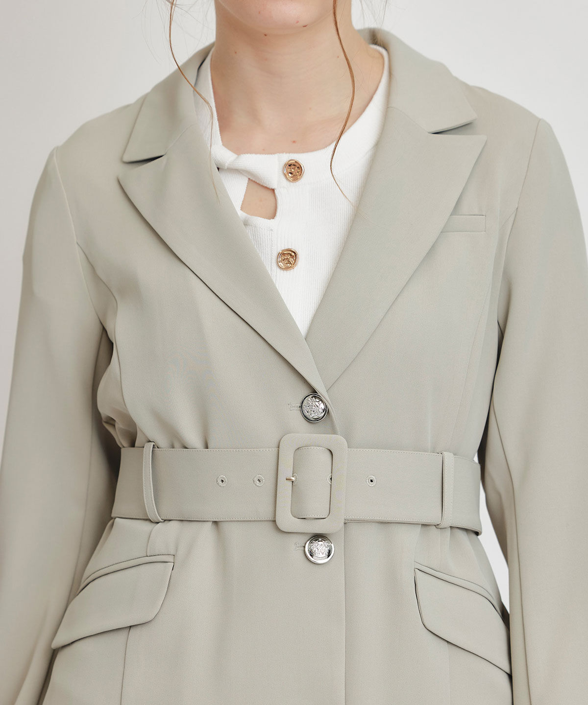 REDYAZEL「アイシーカラーウエストマークベルトテーラードジャケット」|テーラードジャケット|