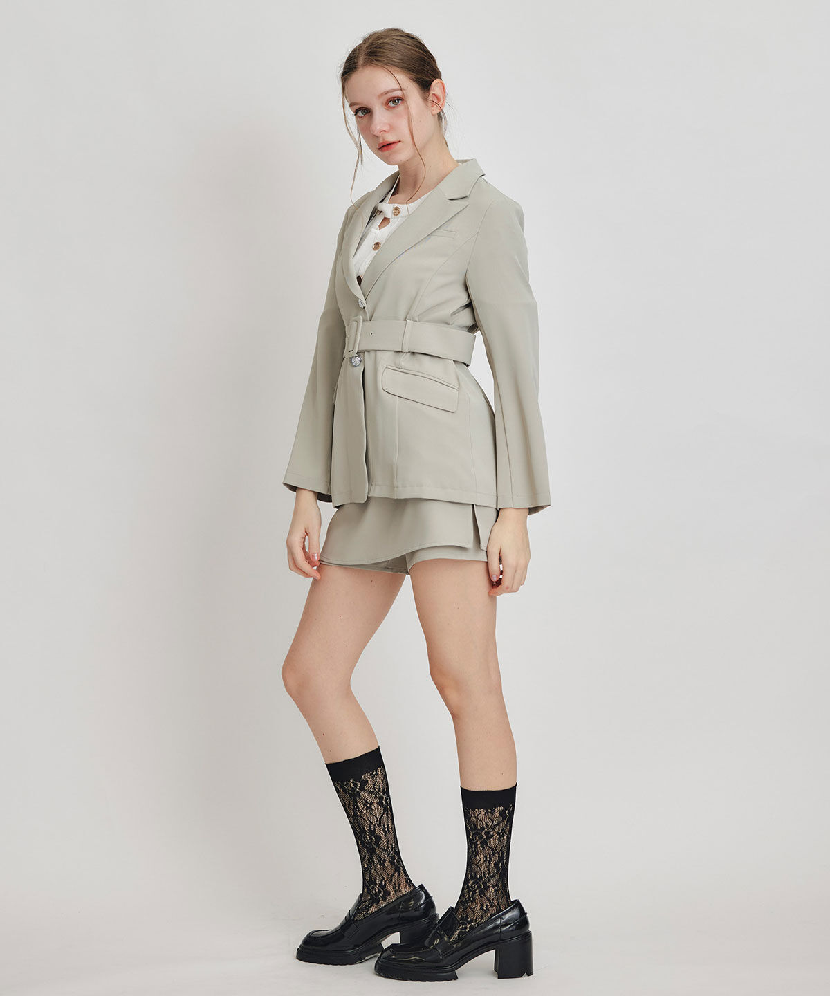 REDYAZEL「アイシーカラーウエストマークベルトテーラードジャケット」|テーラードジャケット|