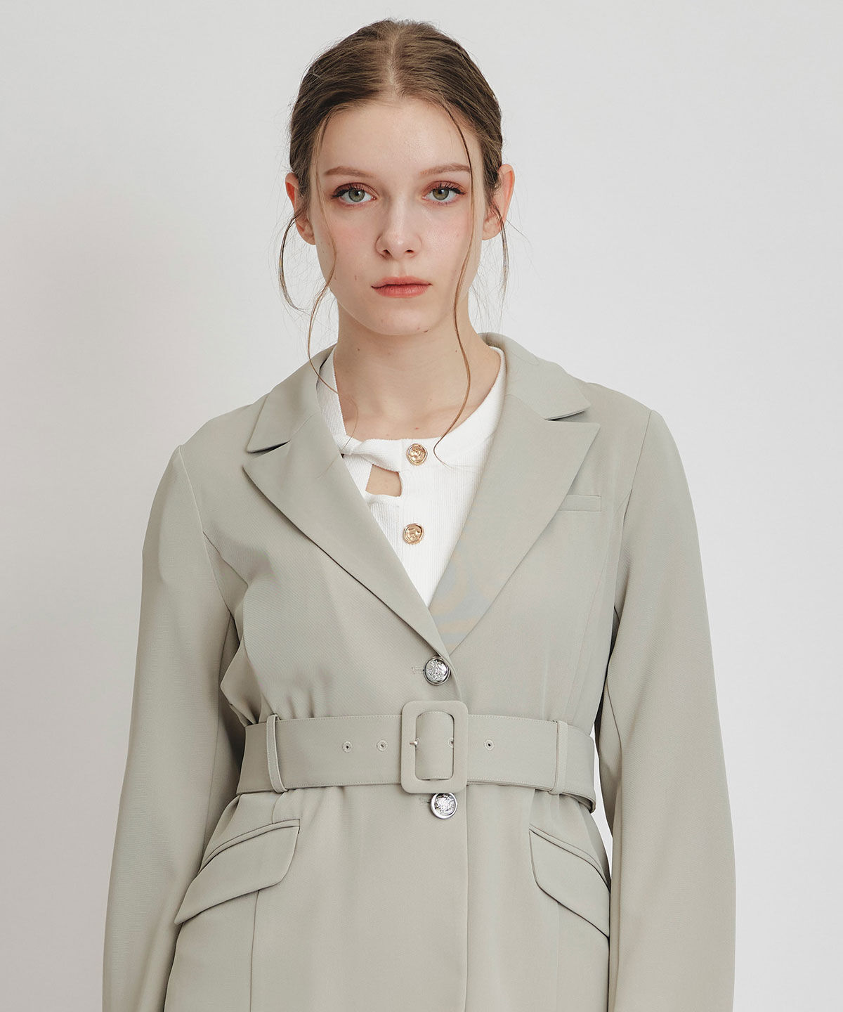 REDYAZEL「アイシーカラーウエストマークベルトテーラードジャケット」|テーラードジャケット|