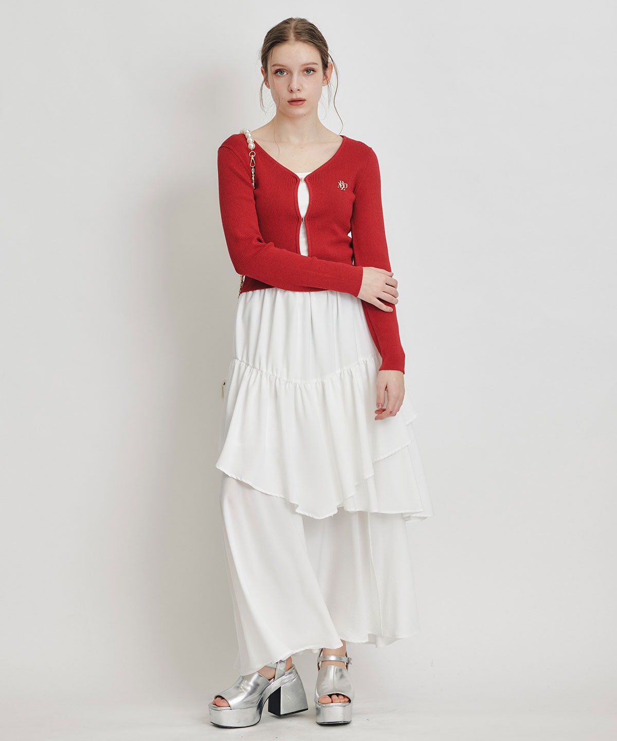 REDYAZEL「ロゴプレートリブニットカーディガン」|カーディガン|