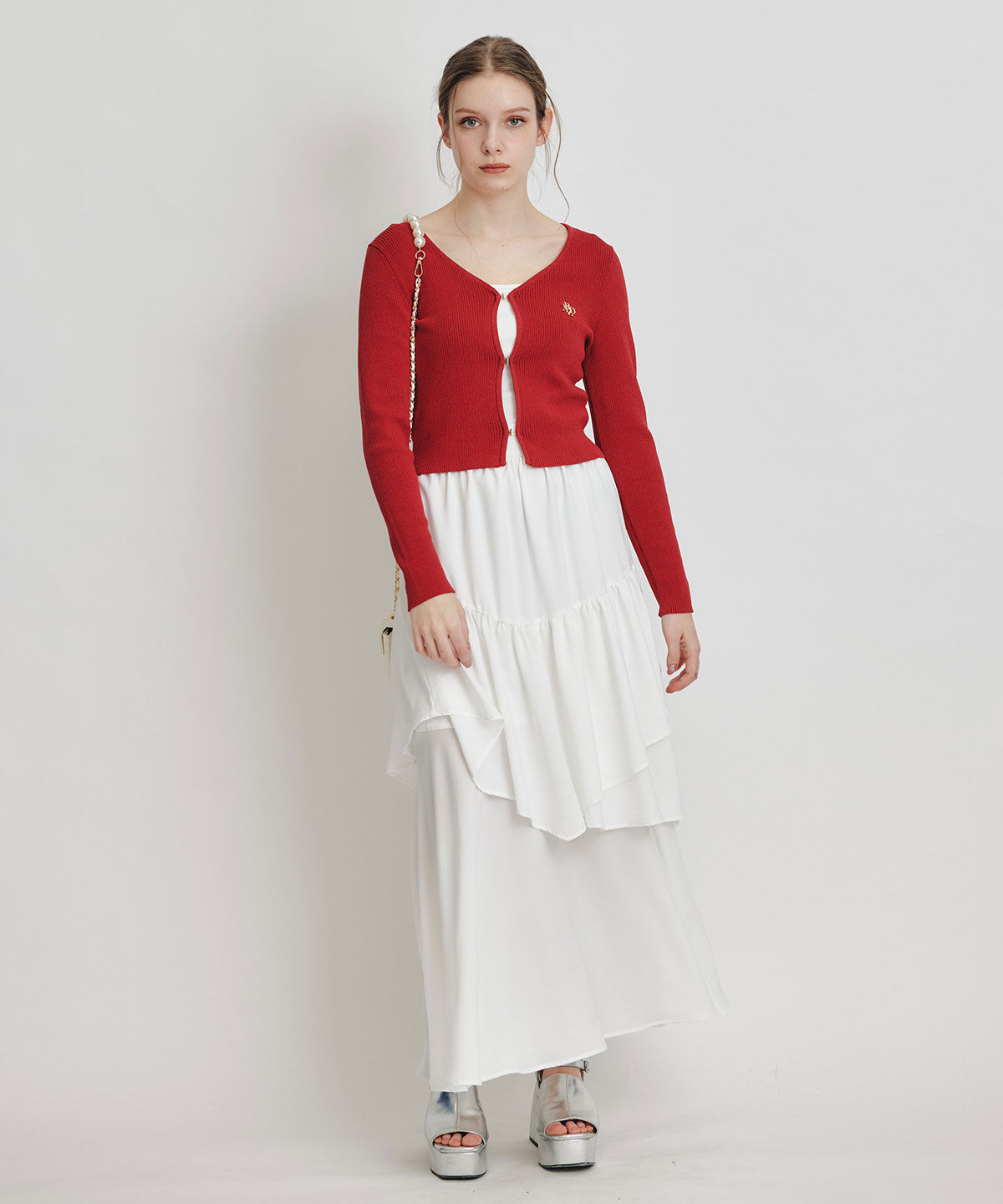 REDYAZEL「ロゴプレートリブニットカーディガン」|カーディガン|