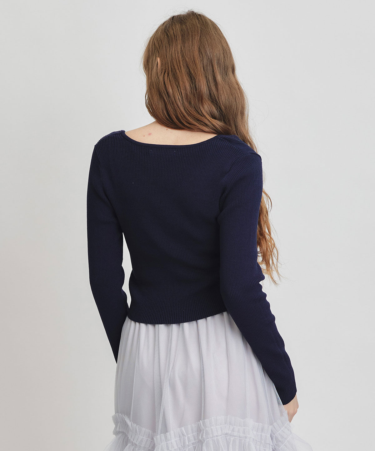 REDYAZEL「ロゴプレートリブニットカーディガン」|カーディガン|