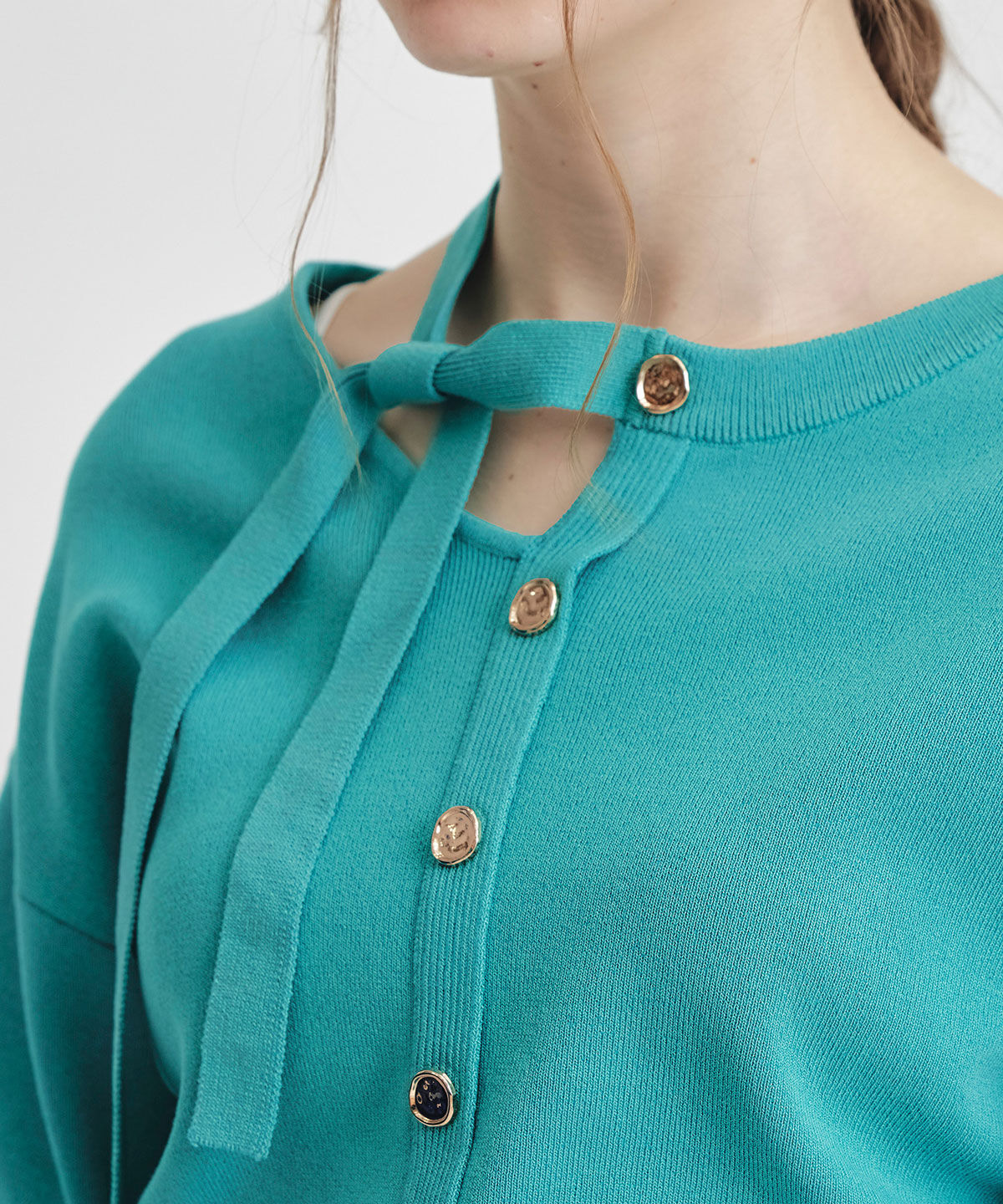 REDYAZEL「アシメカットデザインハーフスリーブニットプルオーバー」|ニット・セーター|