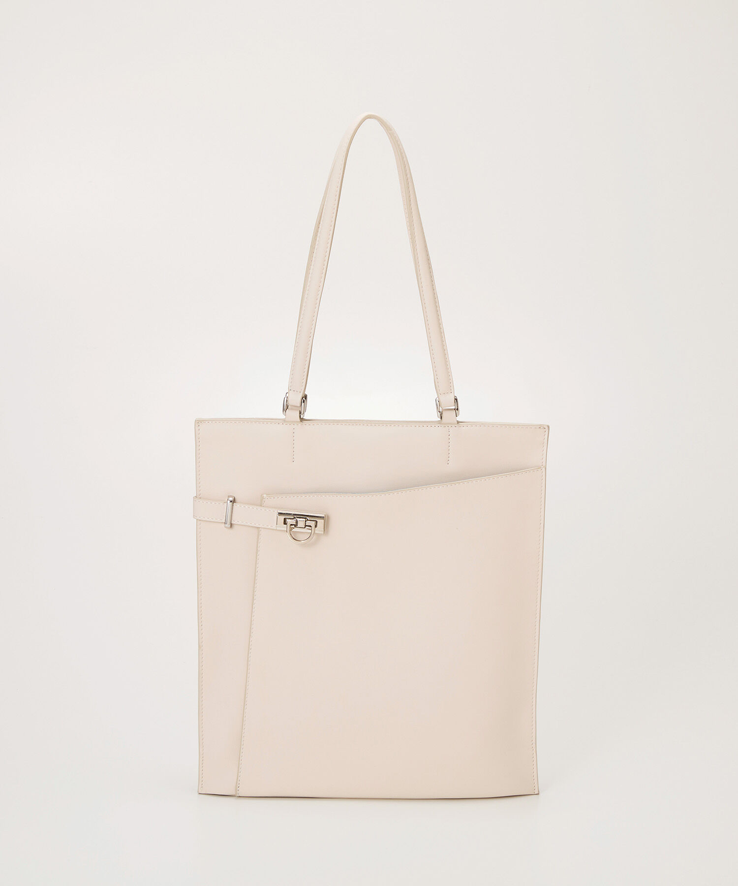 TOPKAPI BREATH「【TREASURE TOPKAPI】ベルトデザイン レザー フラット トートバッグ A4対応」|トートバッグ|ホワイト