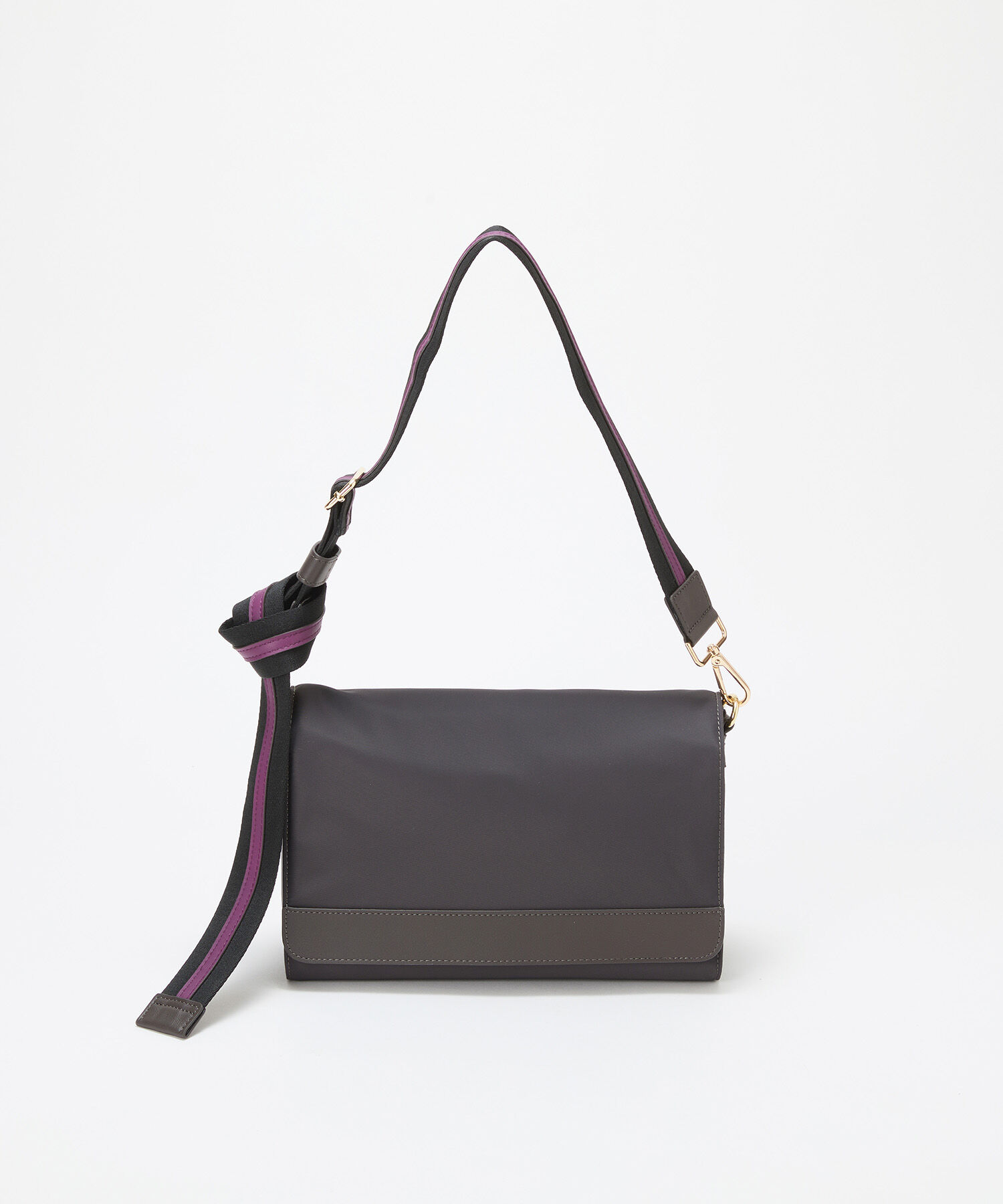 TOPKAPI TREASURE「【TREASURE TOPKAPI】ナイロン ストライプ ベルト フラップ ショルダー バッグ」|ショルダー・メッセンジャー|ミディアムグレー