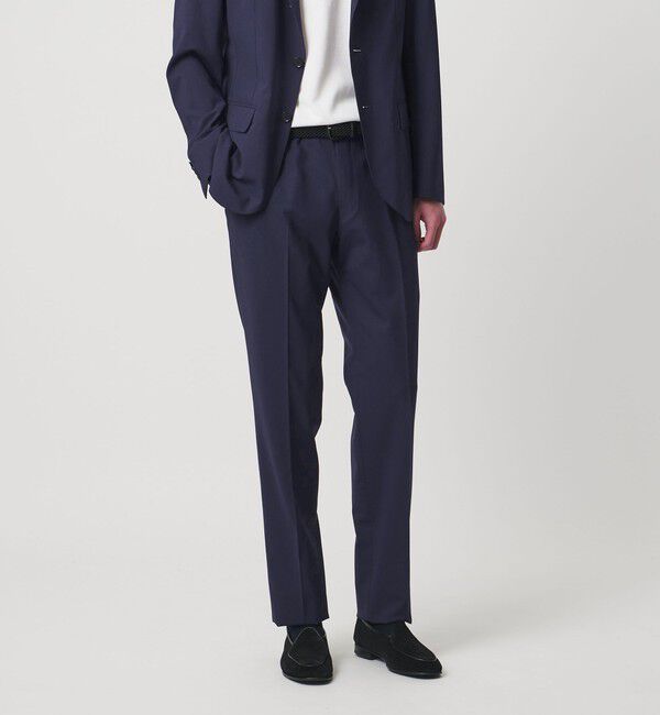 UNITED ARROWS「トロピカル ノープリーツ スラックス COMFORT EASY‐MODEL 2WAYストレッチ 撥水」|スラックス|NAVY
