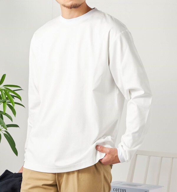 SHIPS any「SHIPS any: スムースコットン クルーネック Tシャツ (ロンT)◇」|Tシャツ・カットソー|ホワイト