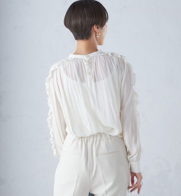 SHIPS for women「〈手洗い可能〉割繊 フリル デザイン ブラウス 24SS ◇」|シャツ・ブラウス|