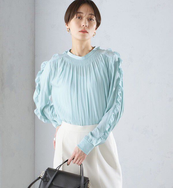 SHIPS for women「〈手洗い可能〉割繊 フリル デザイン ブラウス 24SS ◇」|シャツ・ブラウス|
