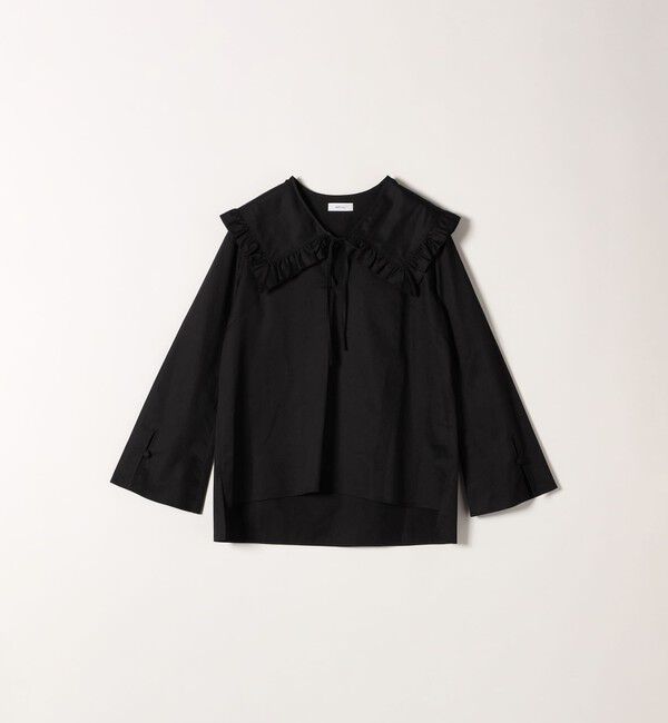 SHIPS any「SHIPS any:〈洗濯機可能〉コットン サテン フリル カラー ブラウス」|シャツ・ブラウス|