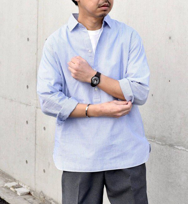 SHIPS any「SHIPS any: 〈洗濯機可能〉コットン  / リネン 7分袖 プルオーバーシャツ 24SS◇」|シャツ・ブラウス|