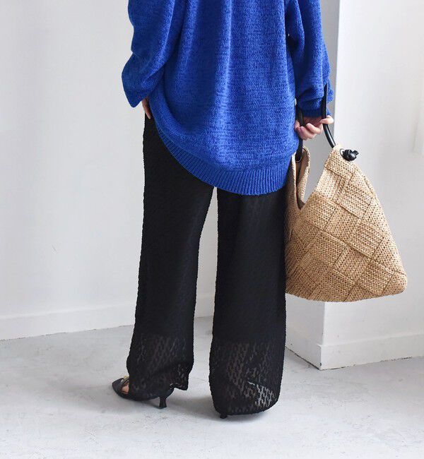 quaranciel「quaranciel:〈手洗い可能〉カットジャカード ジオメトリック ワイド パンツ」|その他|ブラック