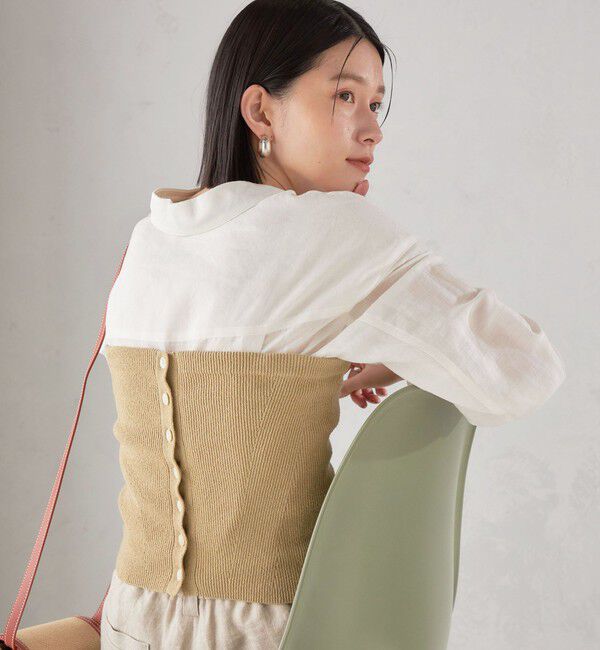 SHIPS for women「〈手洗い可能〉4WAY ブークレ ボタン ニット ビスチェ」|ベスト・ジレ|