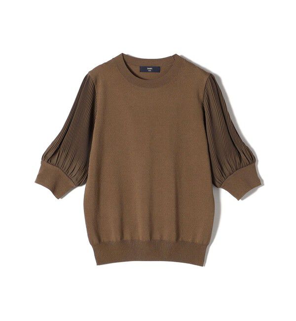 SHIPS Colors 「SHIPS Colors:〈手洗い可能〉プリーツ コンビ 5分袖 ニット◇」|ニット・セーター|