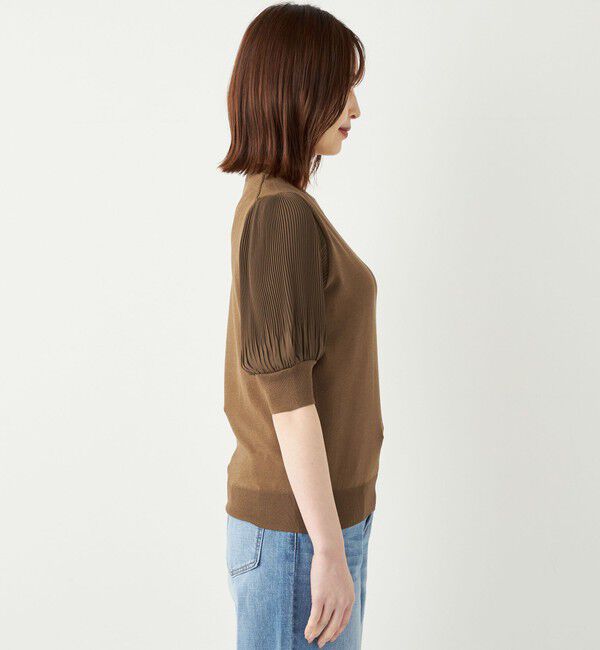 SHIPS Colors 「SHIPS Colors:〈手洗い可能〉プリーツ コンビ 5分袖 ニット◇」|ニット・セーター|
