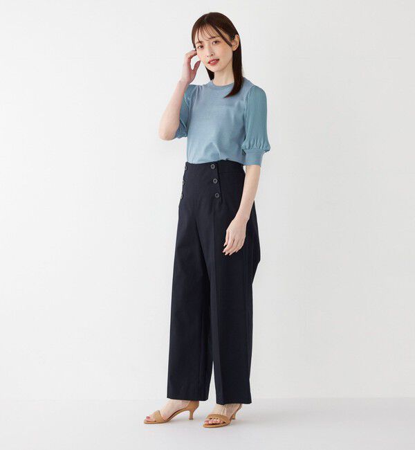 SHIPS Colors 「SHIPS Colors:〈手洗い可能〉プリーツ コンビ 5分袖 ニット◇」|ニット・セーター|