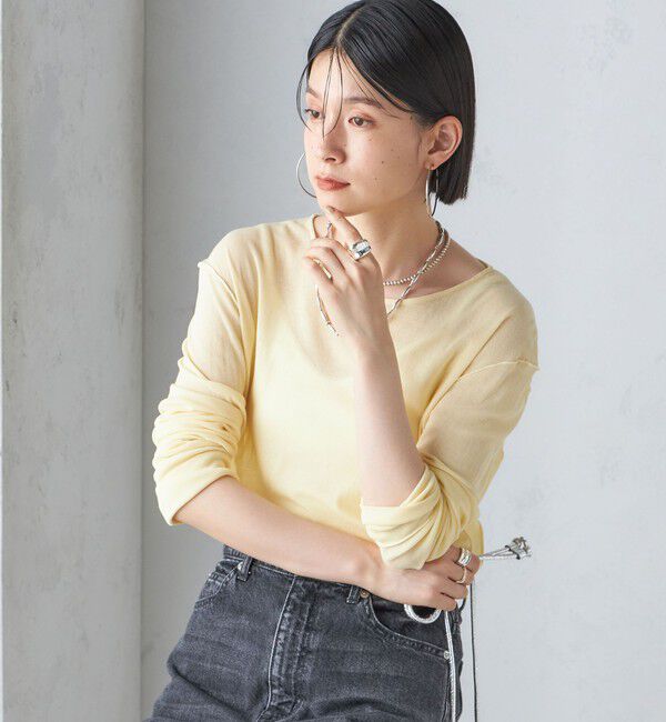 SHIPS for women「〈手洗い可能〉シアー ストレッチ クルーネック プルオーバー」|Tシャツ・カットソー|