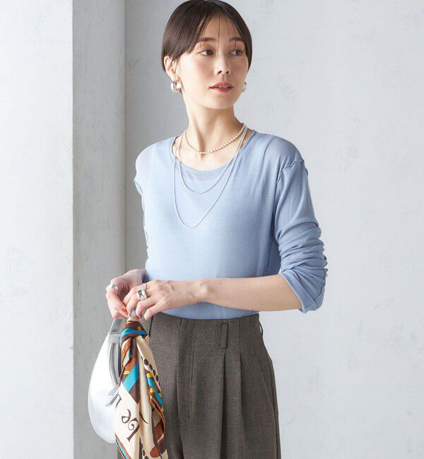 SHIPS for women「〈手洗い可能〉シアー ストレッチ クルーネック プルオーバー」|Tシャツ・カットソー|