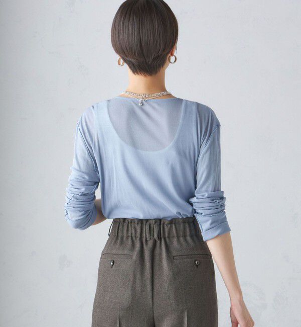 SHIPS for women「〈手洗い可能〉シアー ストレッチ クルーネック プルオーバー」|Tシャツ・カットソー|