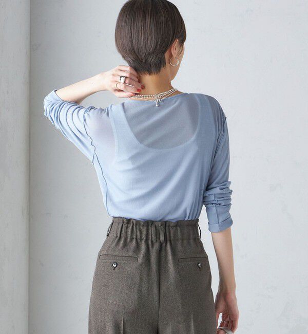 SHIPS for women「〈手洗い可能〉シアー ストレッチ クルーネック プルオーバー」|Tシャツ・カットソー|