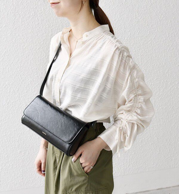 SHIPS any「SHIPS any: シアー ジャカード シャーリング バンドカラー シャツ」|シャツ・ブラウス|