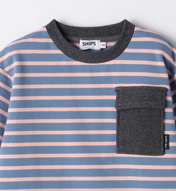 SHIPS Colors 「SHIPS Colors: 80～130cm / ミニ裏毛 ボーダー ポケット トップス」|Tシャツ・カットソー|