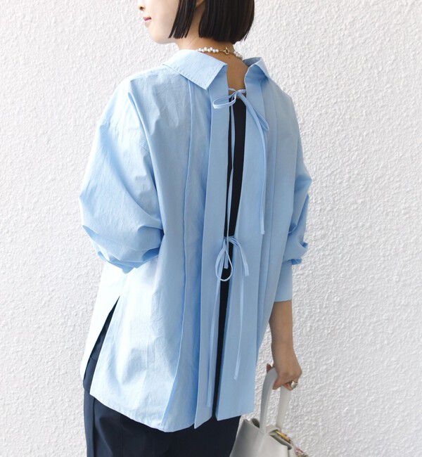 SHIPS for women「【WEB限定】〈洗濯機可能〉バックデザイン レギュラーカラー シャツ」|シャツ・ブラウス|ライトブルー