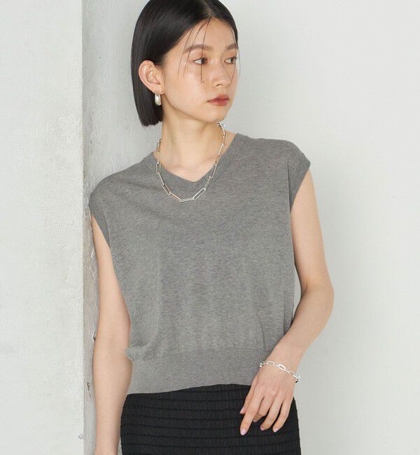 SHIPS for women「Wai＋:〈手洗い可能〉Vネック ベスト」|ニット・セーター|ライトグレー